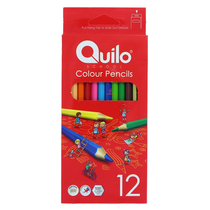 مداد رنگی 12 رنگ جعبه مقوایی کویلو QUILO